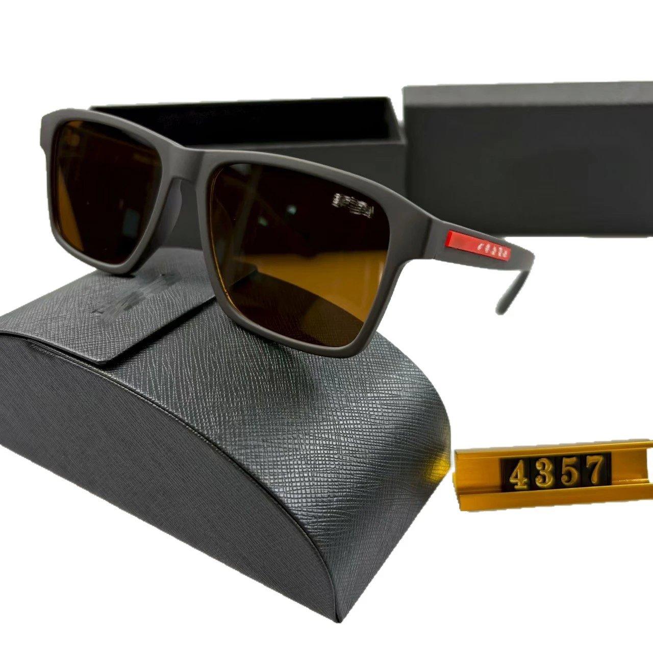Prada 4357 Black Rectangular Sunglasses