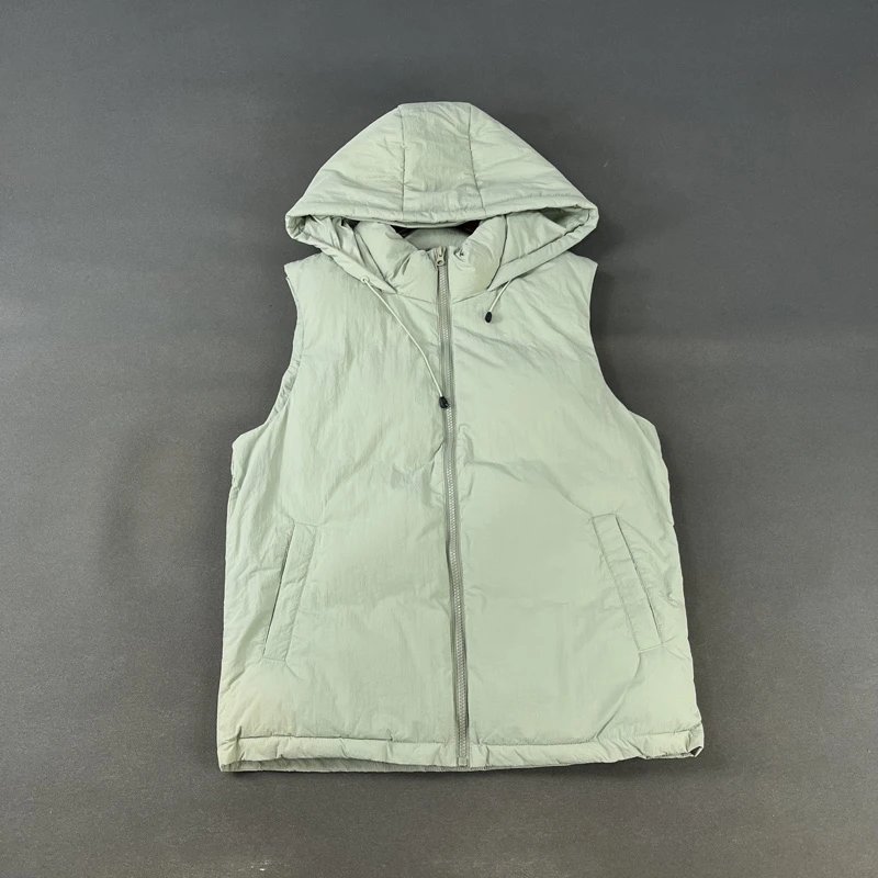 Hooded Puffer Vest Mint Green Casual