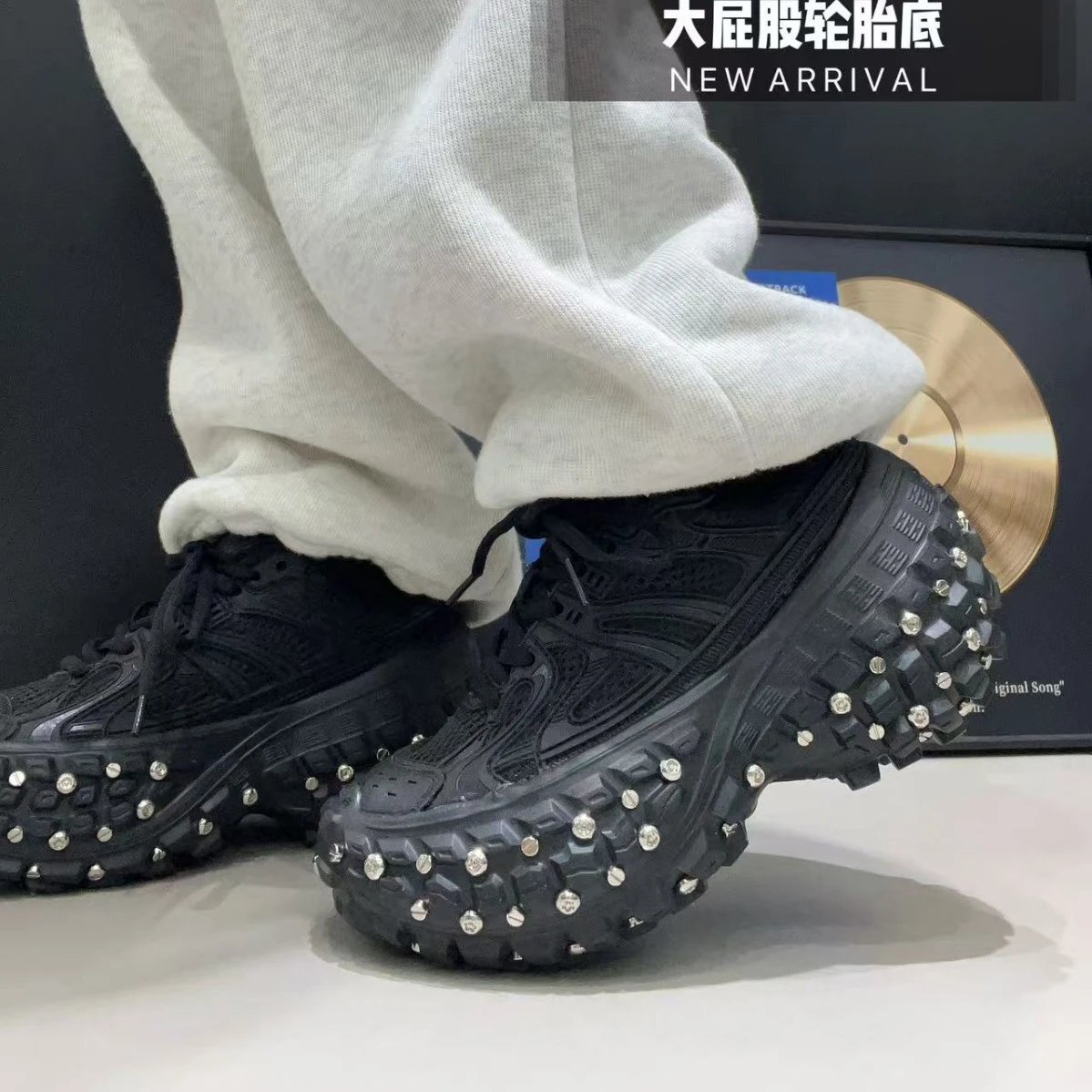 Studded Platform Sneakers White And Black Chunky Sport Style