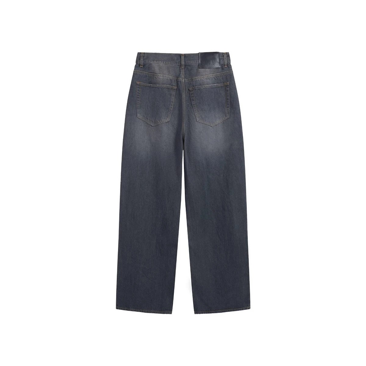 Distressed Dark Gray Wide Leg Denim Jeans