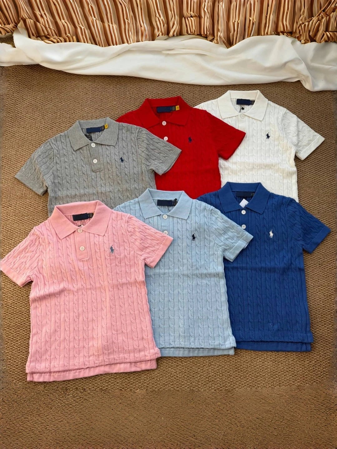 Ralph Lauren Cable Knit Pink Classic Polo Shirt