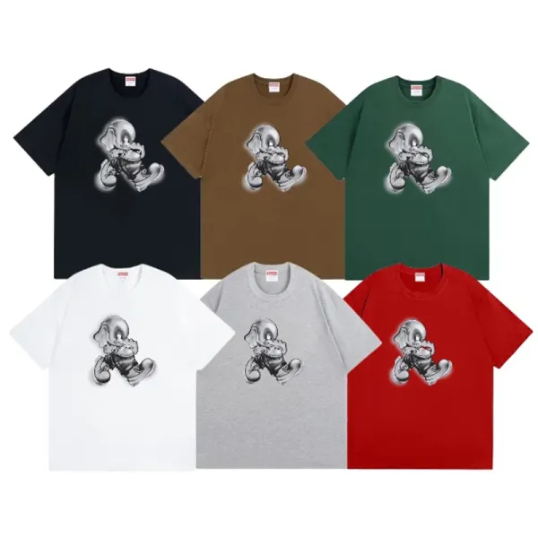 Design Graphic Print Light Blue Oversized T-Shirt - 4