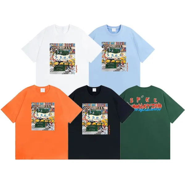 Design Graphic Print Light Blue Oversized T-Shirt - 5