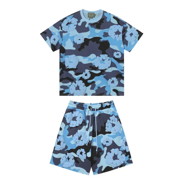 Design Camo Print 3D Floral Shorts - 4