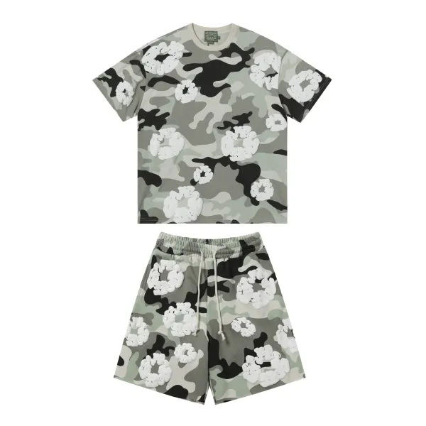 Design Camo Print 3D Floral Shorts - 5