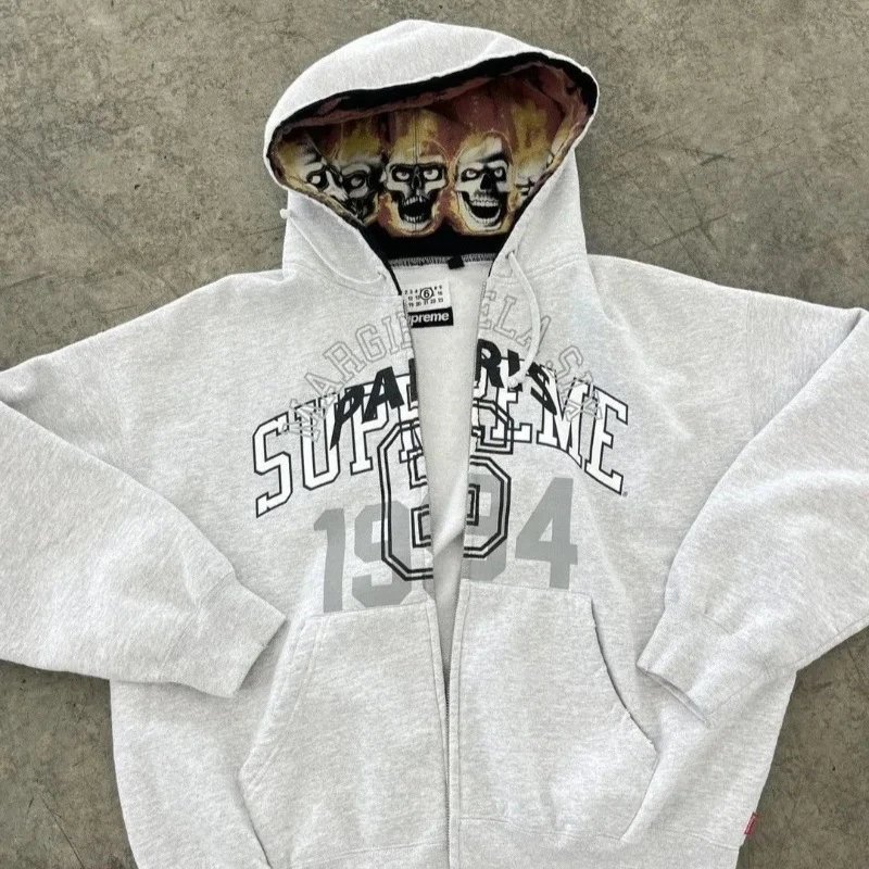 Supreme Grey Zip-Up Hoodie