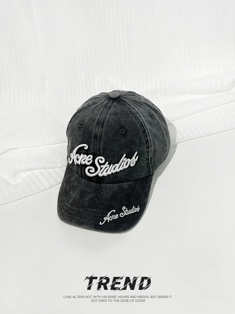 Acne Studios Embroidered Script Baseball Cap Gray - 4