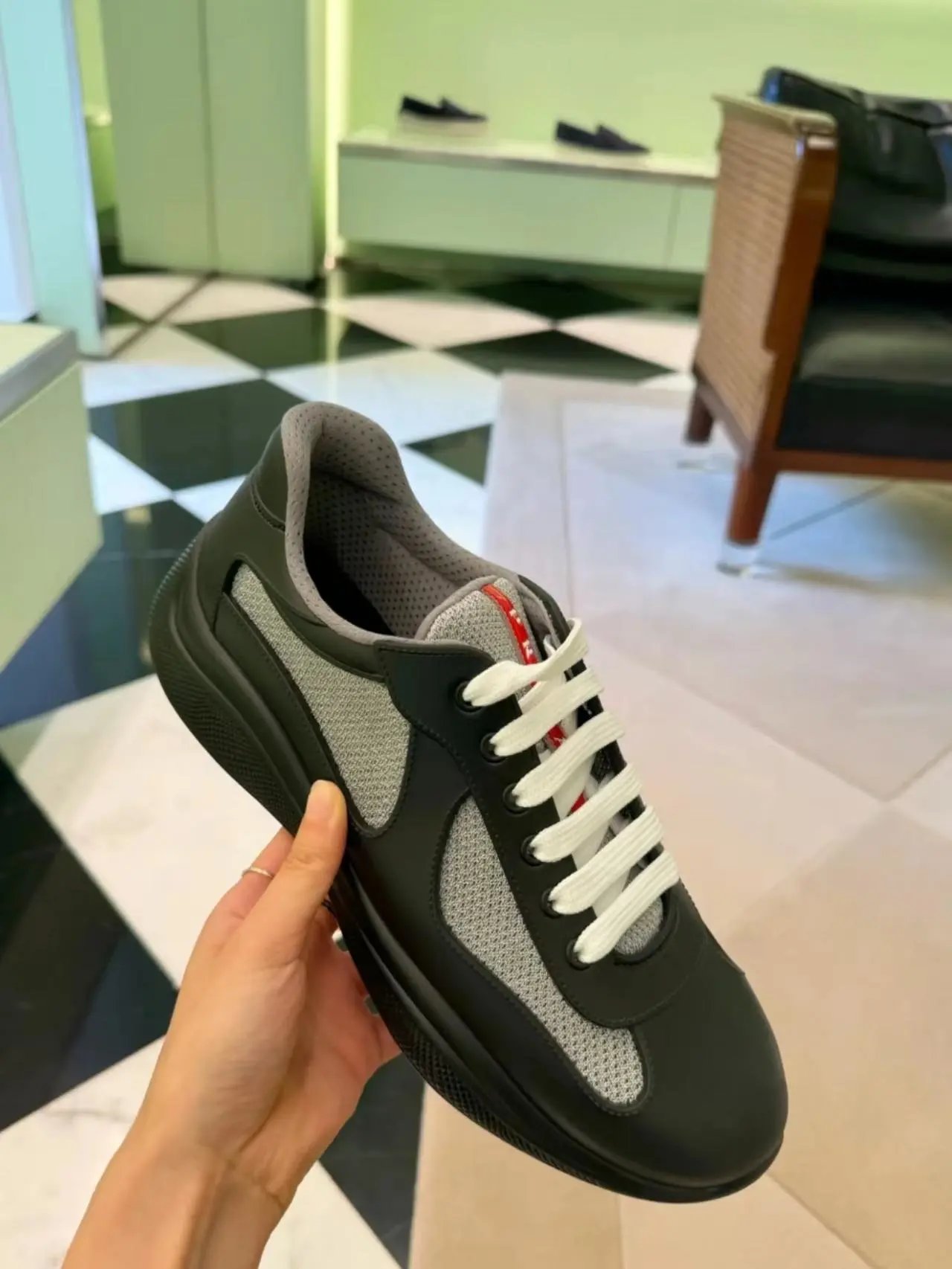 Prada Black and Grey Sneakers