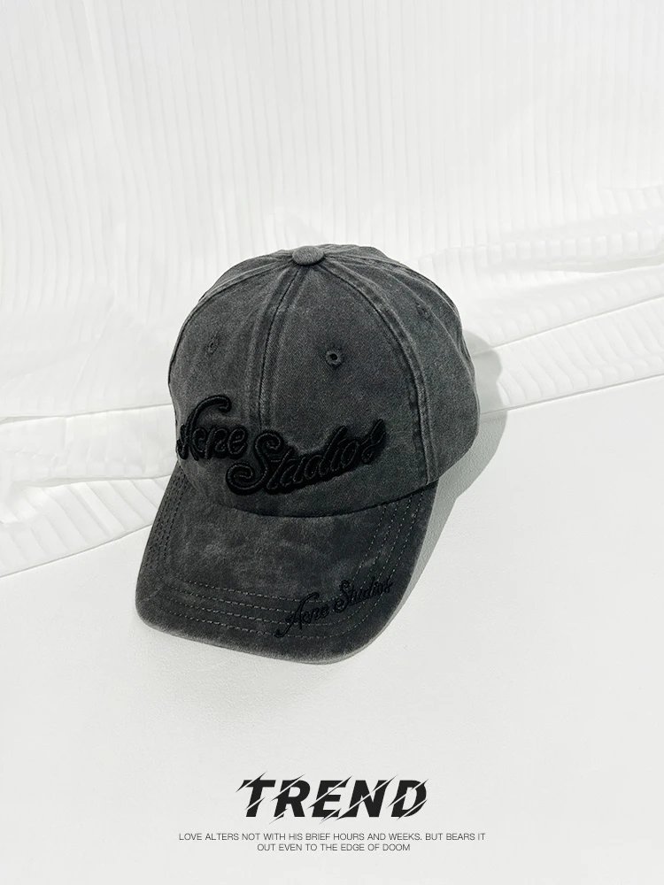 Acne Studios Embroidered Script Baseball Cap Gray - 5