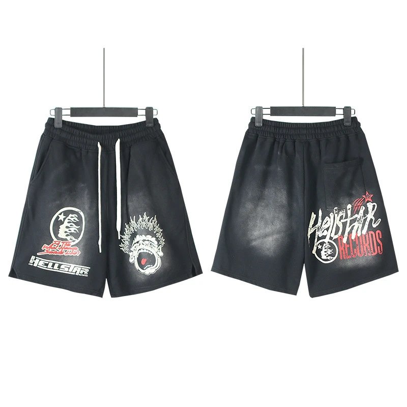 Hellstar Black Graphic Shorts