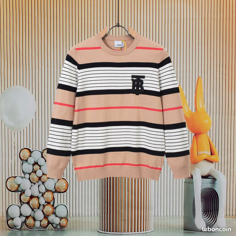 Burberry Beige Striped Knit Sw