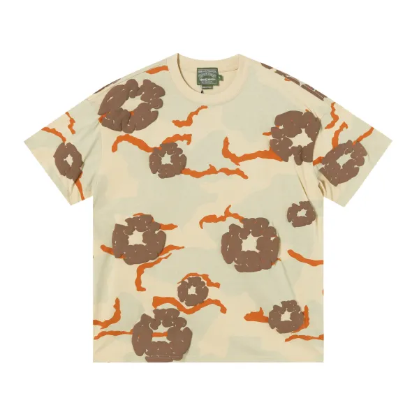 Design Abstract Camo Print T-Shirt Beige - 1