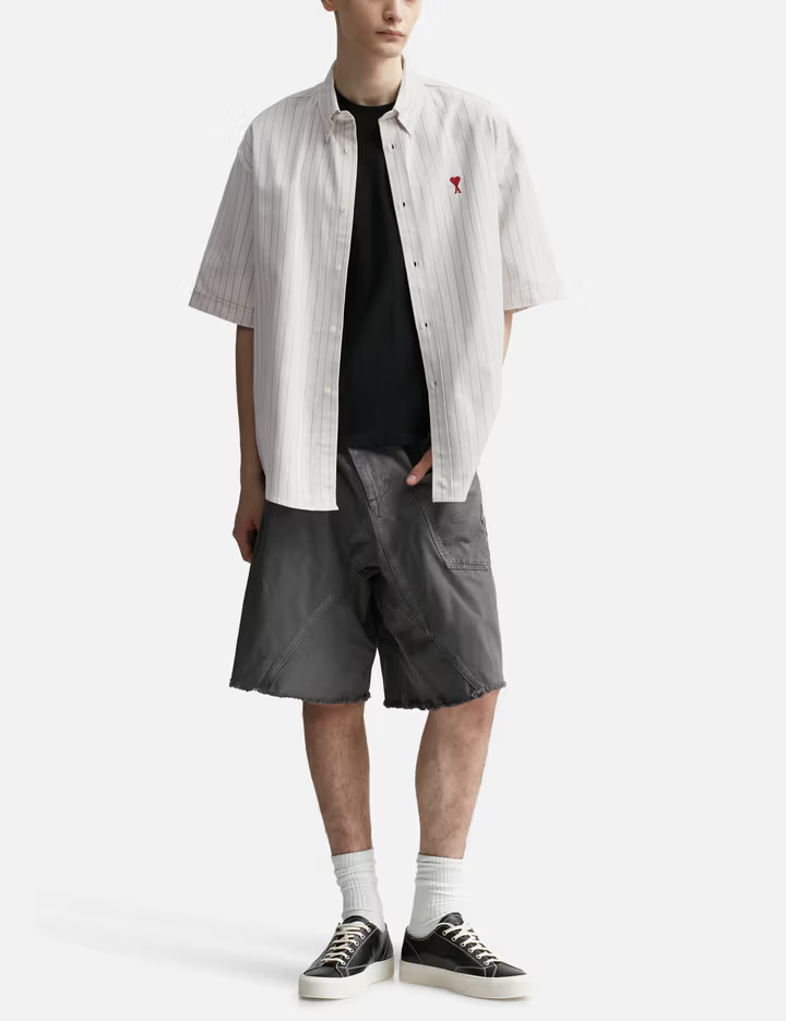 Ami Paris White Striped Short 