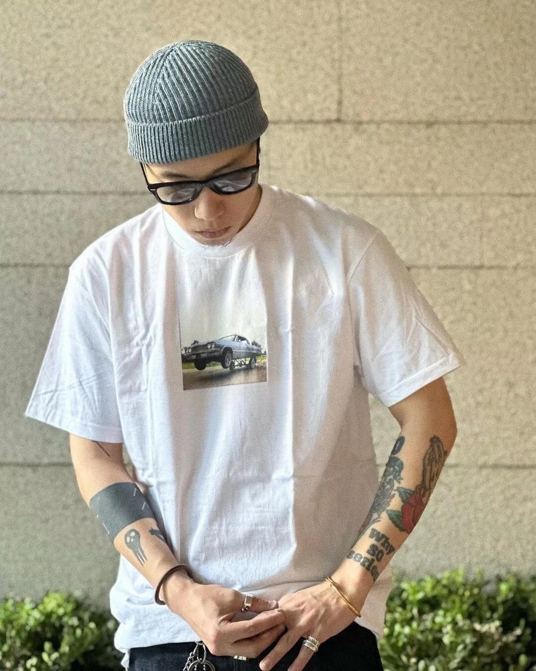 White Graphic Car T-Shirt