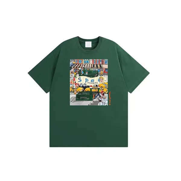 Design Graphic Print Light Blue Oversized T-Shirt - 6