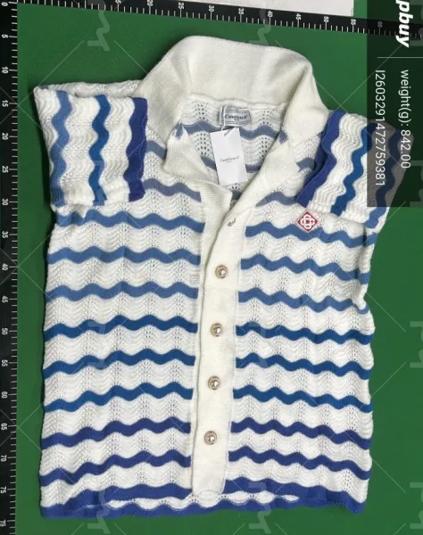 Casablanca Wave Knit Cardigan Blue and White - 1