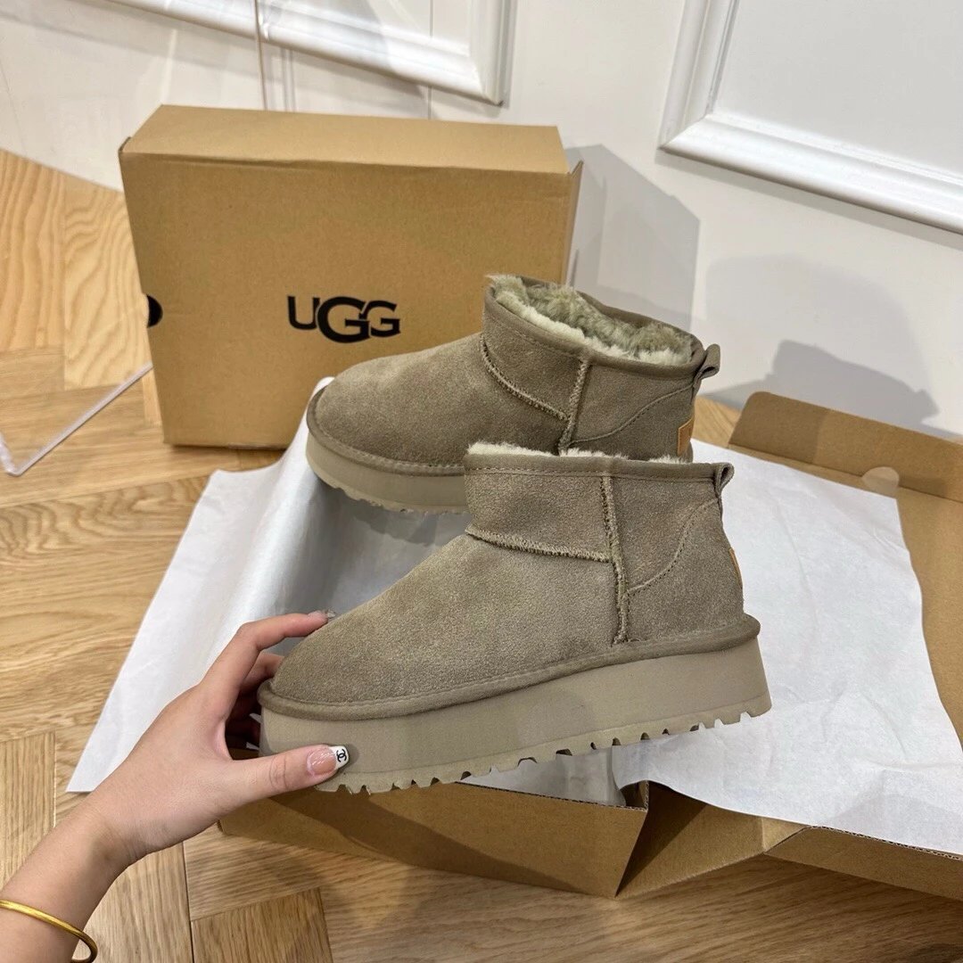 UGG Mini Platform Shearling Ankle Boots, Brown, FW-Season - Gallery Image 7 - Detailed View