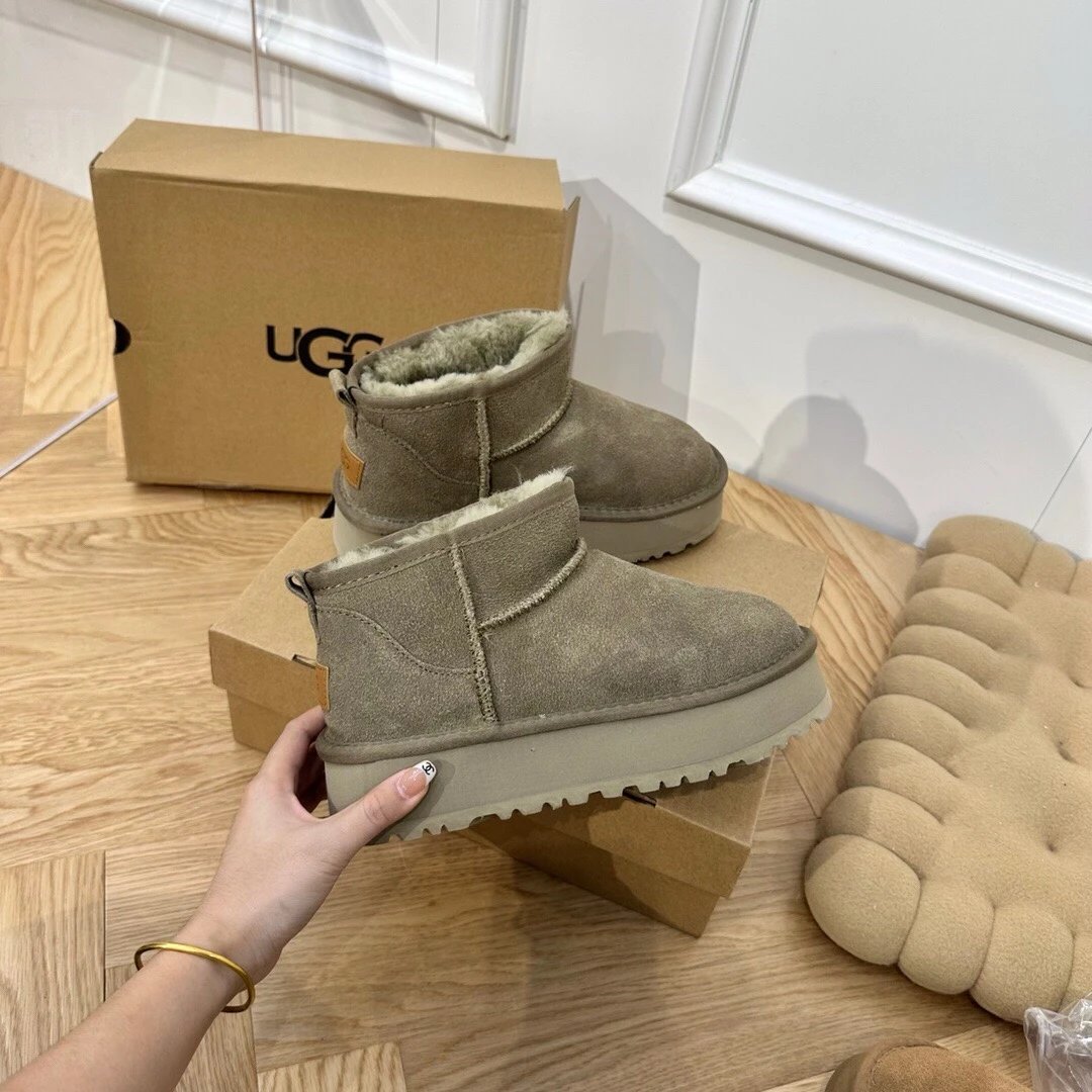 UGG Mini Platform Shearling Ankle Boots, Brown, FW-Season - UGG - Cnfans - $43.55