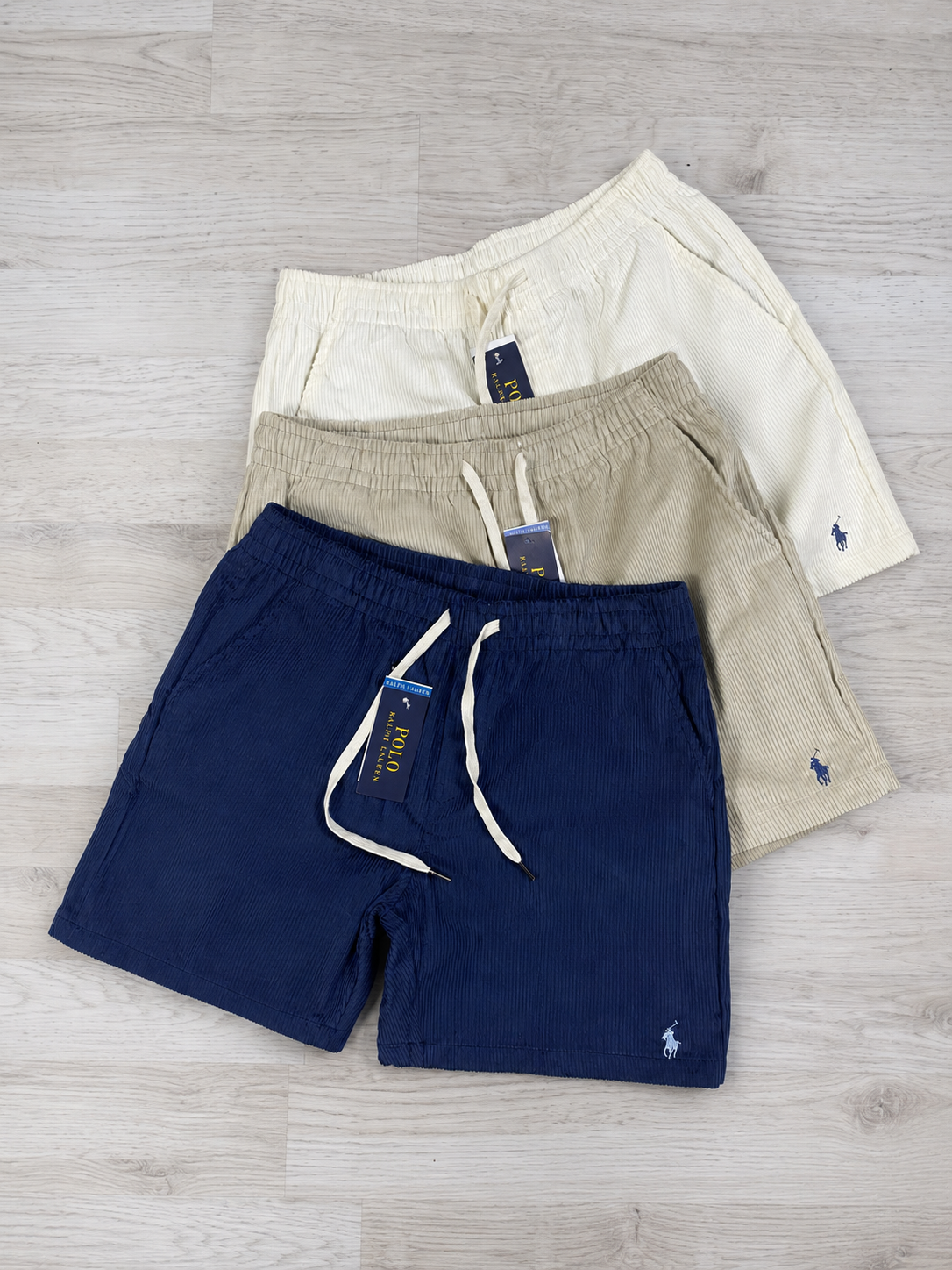 Summer pure cotton casual elastic waist shorts, corduroy high waisted loose wide leg pants