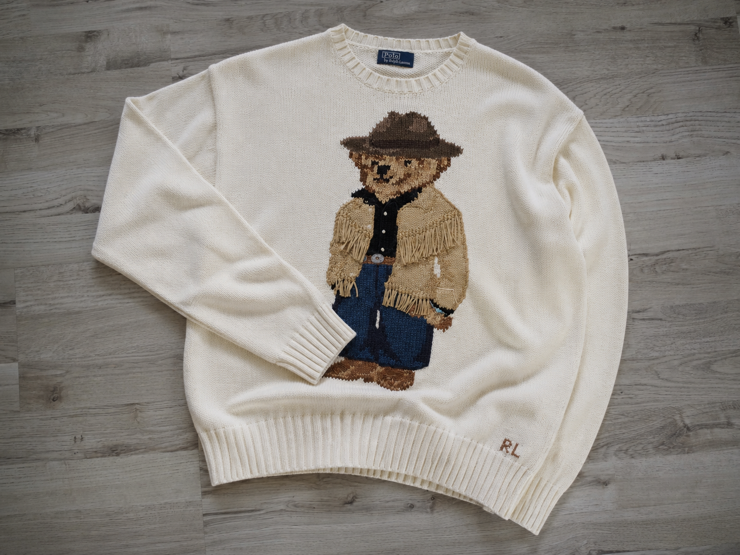 RL/Scannable Little Bear Autumn/Winter New Cotton Heavy duty Embroidered Round Neck Knitted Sweater for Women 010