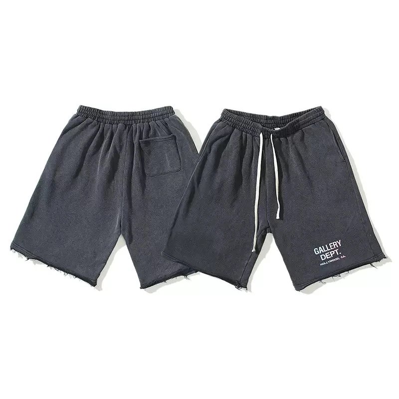Grey Paint Splatter Print Drawstring Waist Shorts