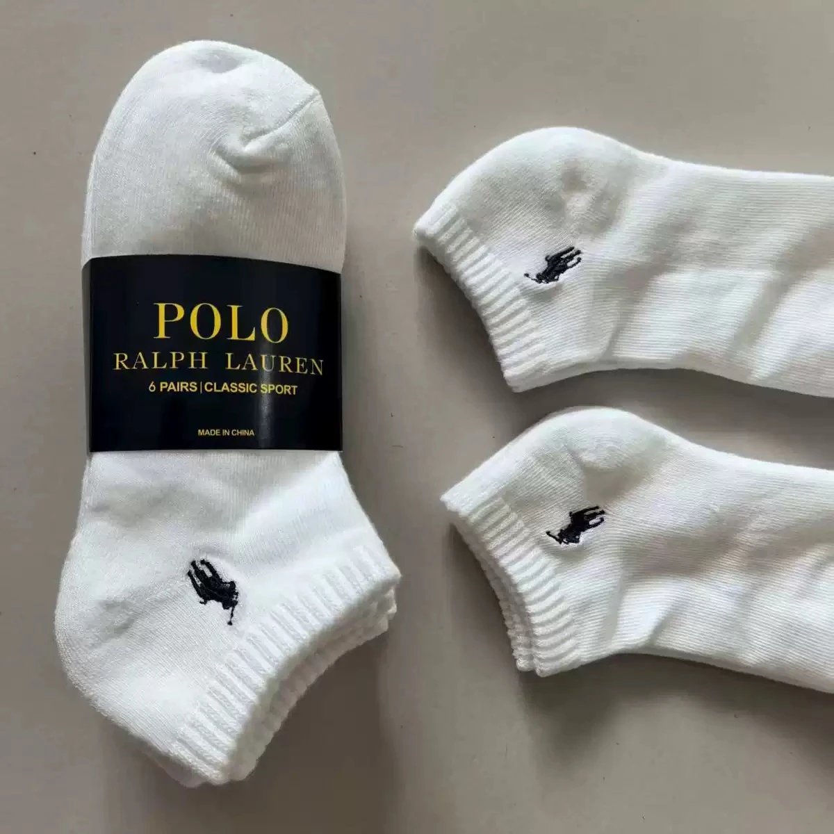 Polo Ralph Lauren Black Cotton Cushioned Crew Socks