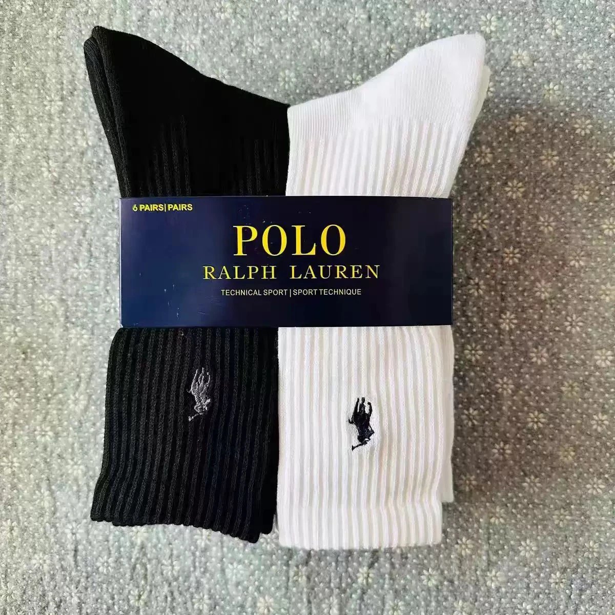 Polo Ralph Lauren Black Cotton Cushioned Crew Socks