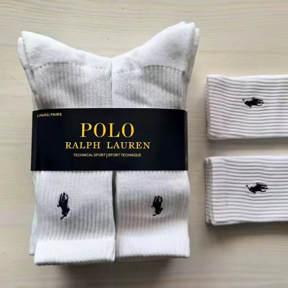 Polo Ralph Lauren Black Cotton Cushioned Crew Socks
