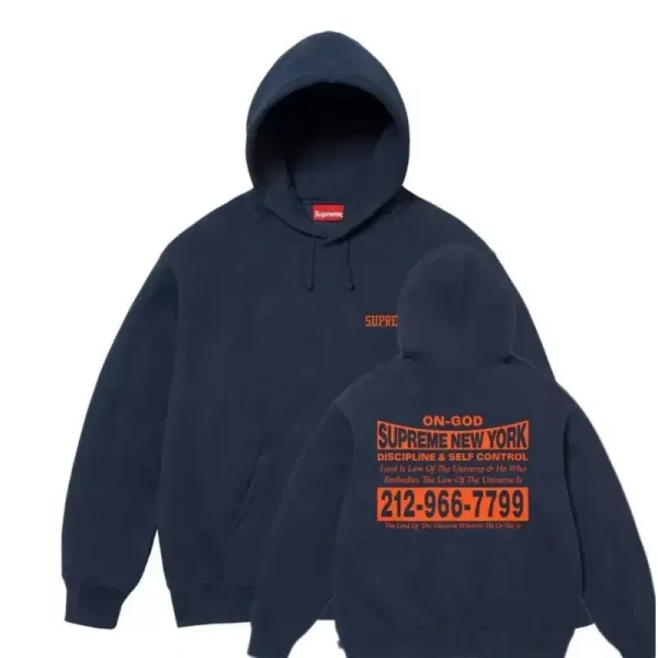 Supreme On-God Hoodie Navy - 1