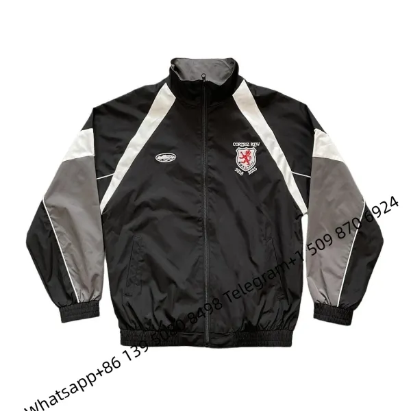 Corteiz Rew 2018–2025 Commemorative Windbreaker Black/Gray/White Jacket - 1