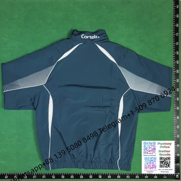Corteiz Windbreaker Black with White Striped Panels Jacket - 19