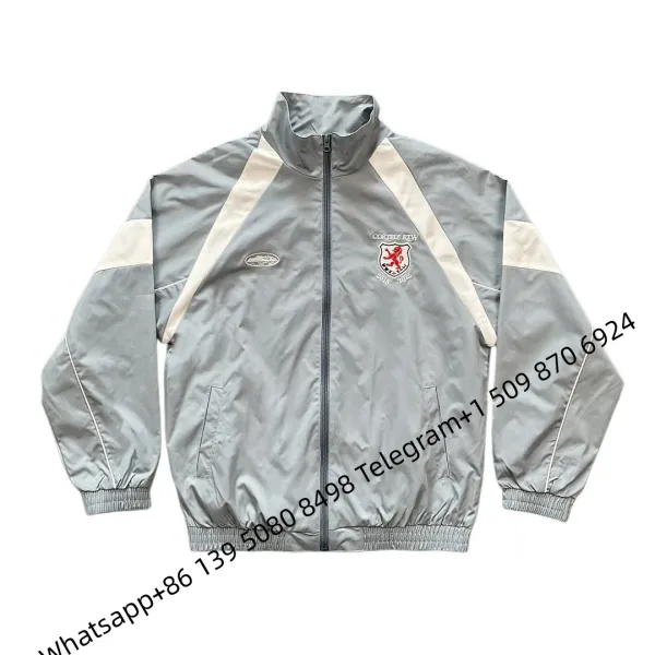Corteiz Raw Windbreaker Gray with Cream Stripes Jacket - 1