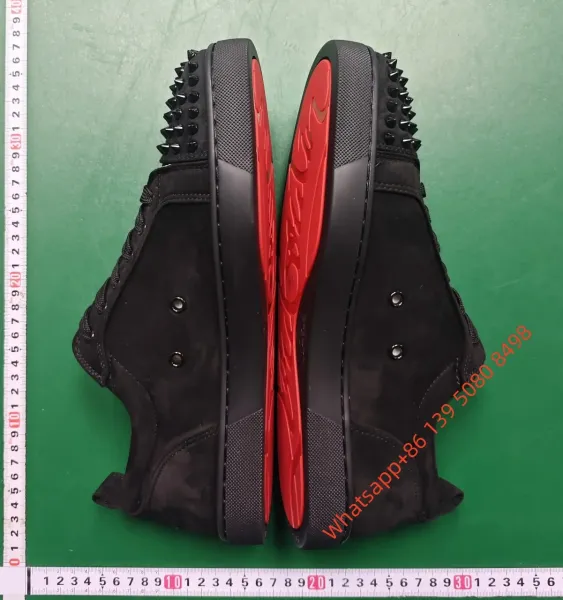 Christian Louboutin Louis Junior Spikes Denim Print Sneakers - 18
