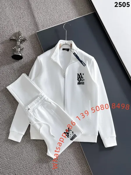 Amiri Logo Zip-Up Track Jacket and Sweatpants Set White Tracksuit - 1