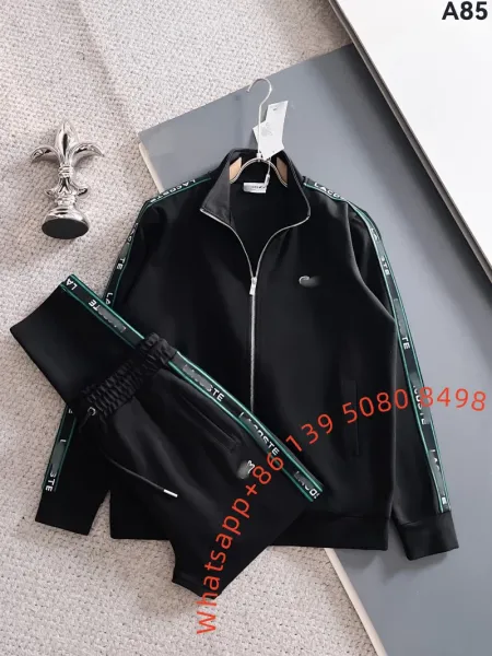 Lacoste Track Suit Black with Green Tape Trim Tracksuit - 1