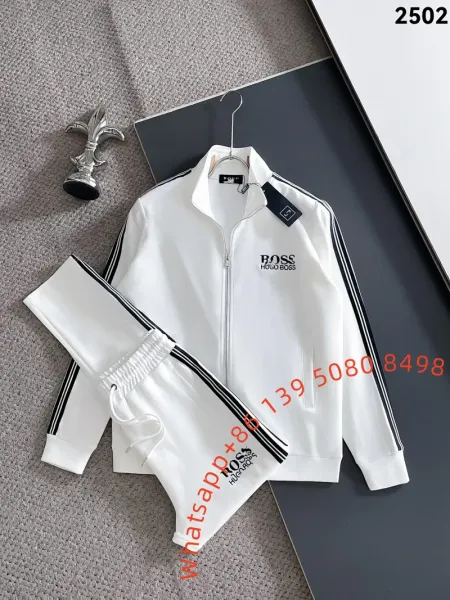 Hugo Boss Tracksuit White with Black Stripes - 1
