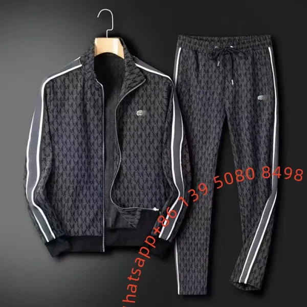 Design Diamond Quilted Tracksuit Set Black / Gray - 1