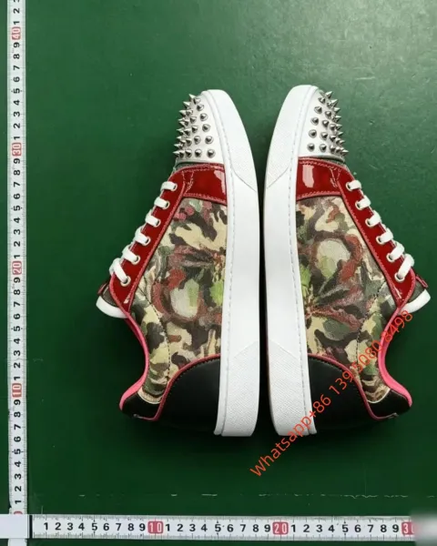 Christian Louboutin Louis Junior Spikes Denim Print Sneakers - 22