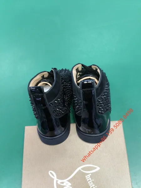 Christian Louboutin Louis Junior Spikes Denim Print Sneakers - 16