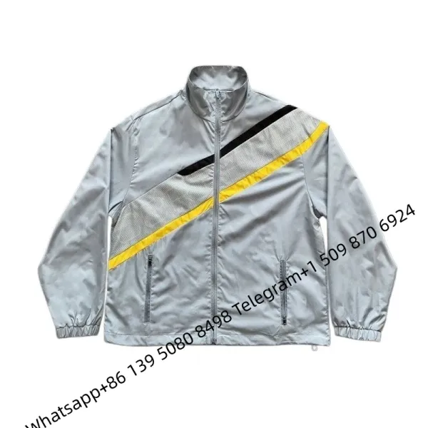 Stone Island Windbreaker Gray with Yellow and Black Diagonal Stripe Jacket - 1