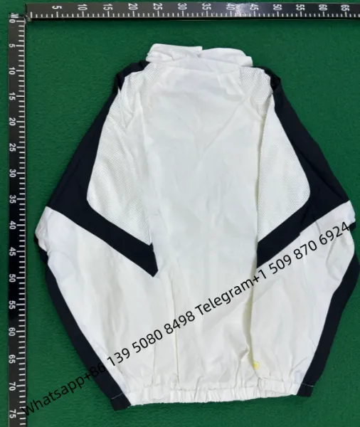 Corteiz Windbreaker Black with White Striped Panels Jacket - 11