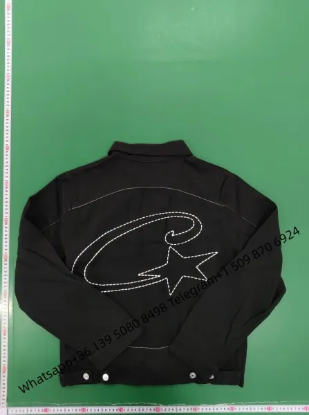 Corteiz Windbreaker Black with White Striped Panels Jacket - 29