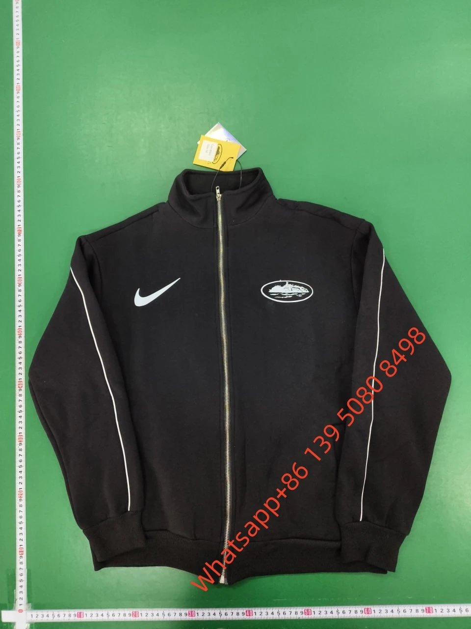 Corteiz Windbreaker Black with White Striped Panels Jacket - 7