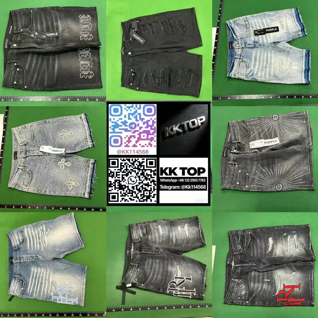 HK88- High quality distressed patch splashed ink retro washed denim shorts WhatsApp+86 132 2593 7783