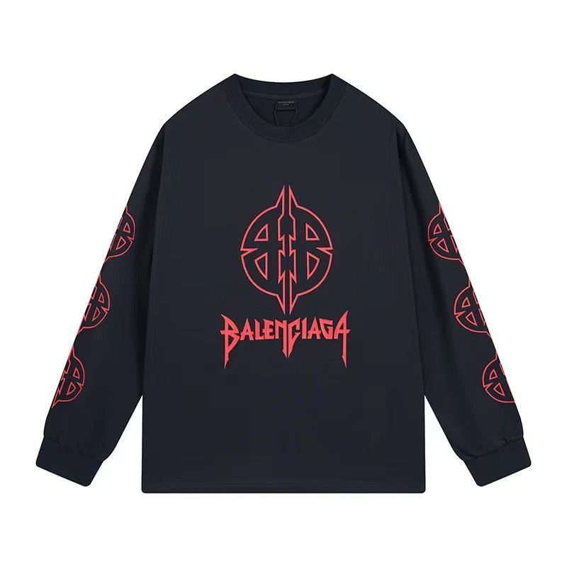 Balenciaga T-Shirts Crewneck Long-Sleeve Logo T-Shirt — 30