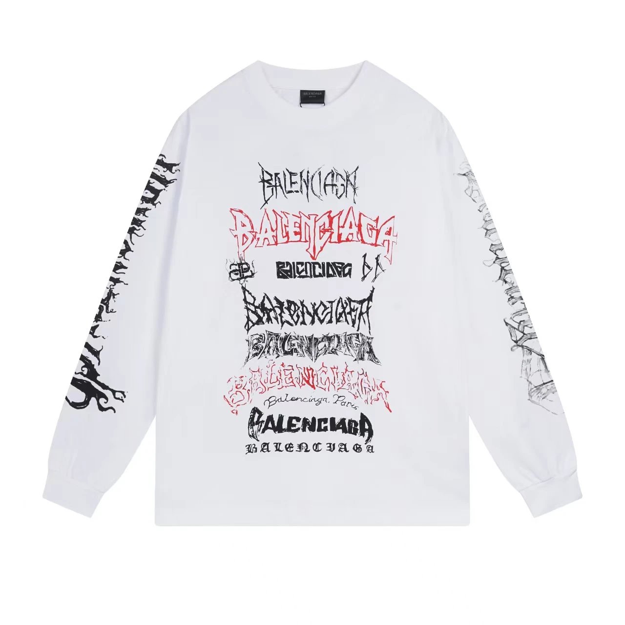 Balenciaga T-Shirts Crewneck Long-Sleeve Logo T-Shirt — 32
