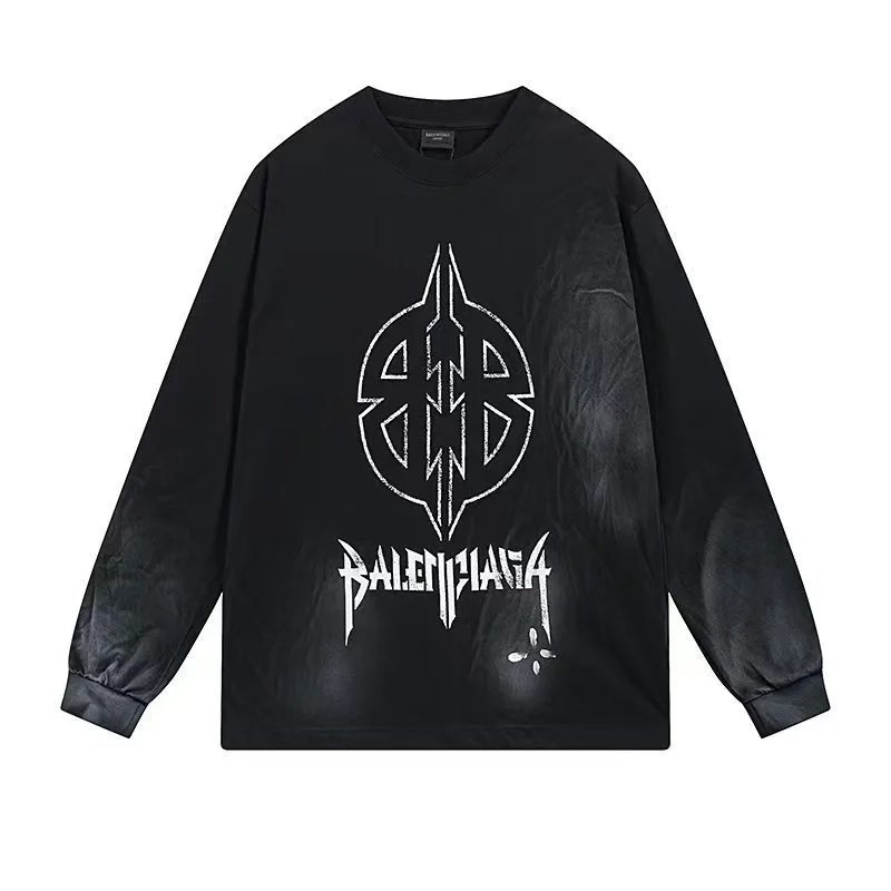 Balenciaga T-Shirts Crewneck Long-Sleeve Logo T-Shirt — 27