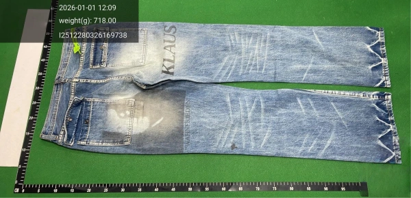 Design Distressed Graphic Print Wide-Leg Jeans Blue - 14