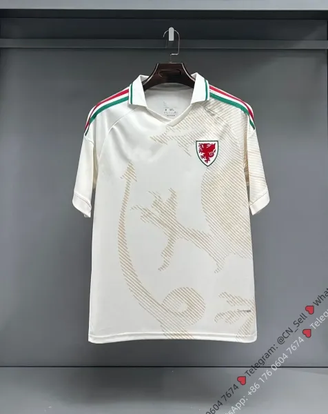 Wales National Team Away Jersey White Beige Pattern Polo - 1
