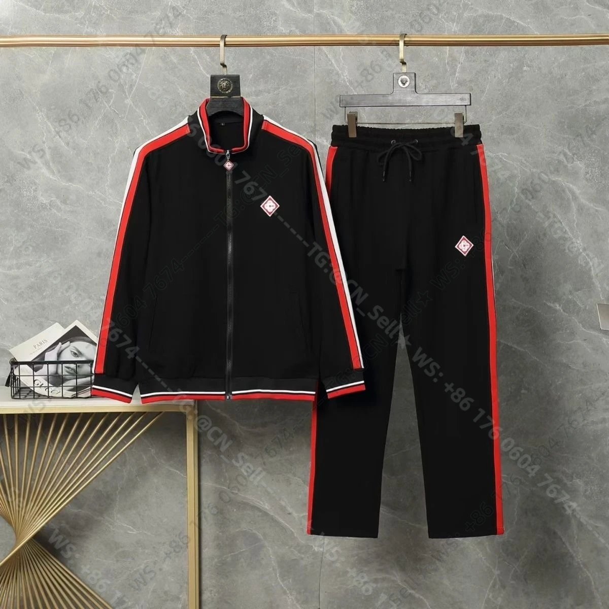 Louis Vuitton Tracksuits Zip-Up Track Jacket and Pants Set with Side Stripes — 1